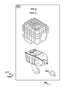 Exhaust Group Diagram and Parts List for 13A135-0023-F1 100000 - 19Z999 Briggs and Stratton Engine